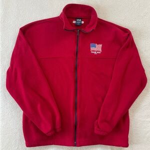 USA Olympics Fleece Jacket Mens XL Red Team USA 2015 Full Zip Made in USA